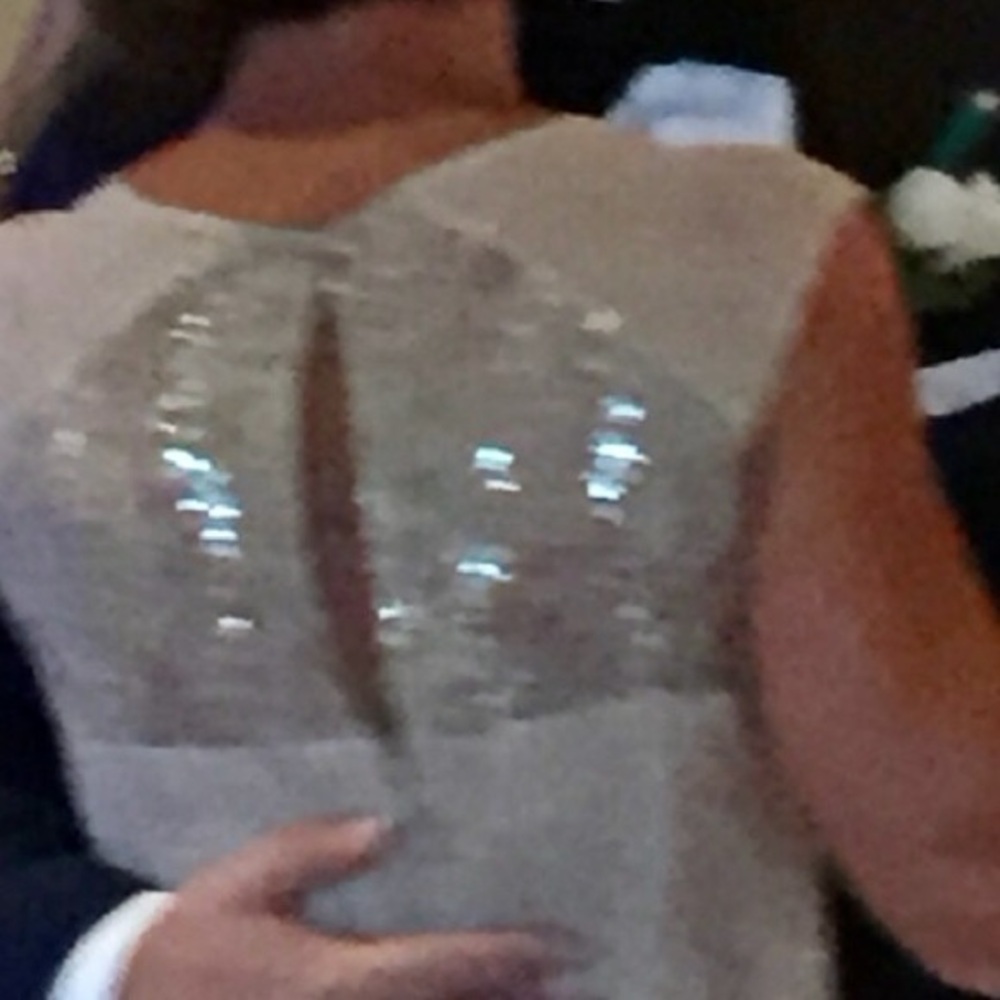Kay Unger Silver Sequin Wedding Dress